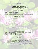 Family Reunion Banquet Program Outline