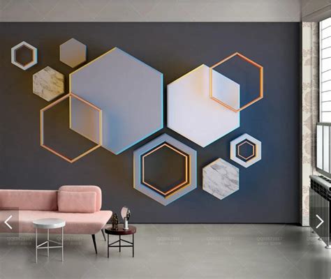 3d Abstract Geometric Hexagon Wall Mural Chinese Photo