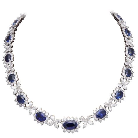 Blue Sapphire And Diamond Necklace For Sale At 1stdibs