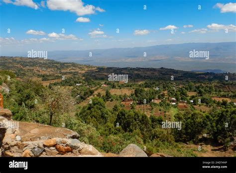 Scenic Aerial View Of Hills And Valleys In Iten Township Kenya Stock