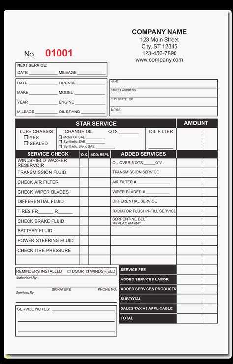 Free printable auto repair invoice template