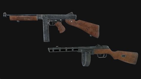 3d Model Ww2 Weapons Pack Vr Ar Low Poly Cgtrader