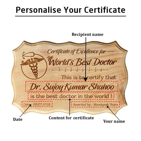 Certificate Of Excellence For Worlds Best Doctor Custom Awards