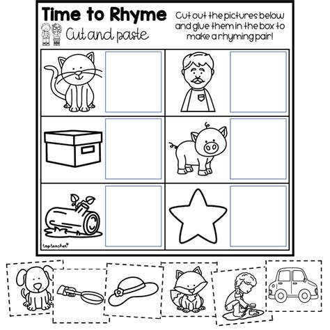 Rhyming Worksheets For Kindergarten Cut And Paste Printable