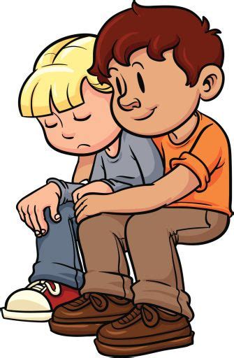 Kid Consoling Friend Vector Illustration All In A Single Layer