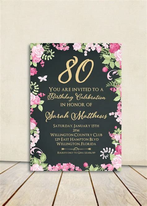 80th Birthday Invitations Template Free Beautiful 007 80th Birthday
