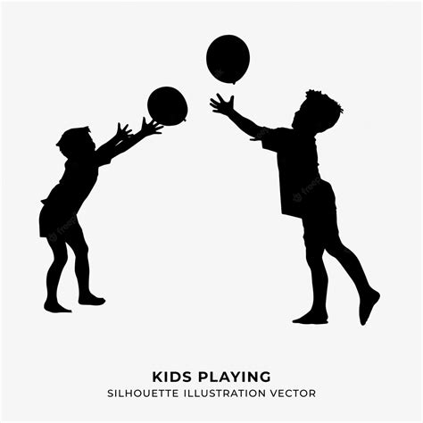 Premium Vector Kids Playing Silhouette Illustration Vector