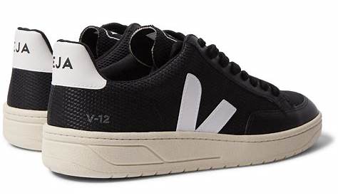 Veja - V-12 Leather-Trimmed B-Mesh Sneakers - Black VEJA
