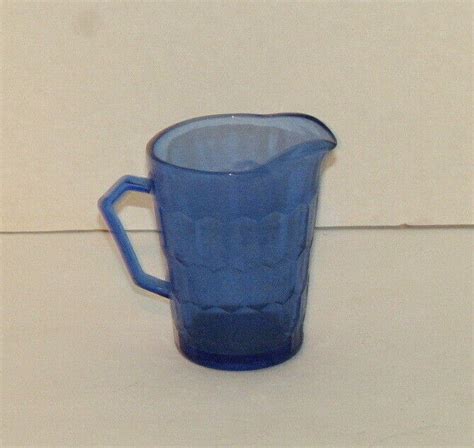 Vintage Cobalt Blue Shirley Temple Creamer Pitcher Hazel Atlas Creamers