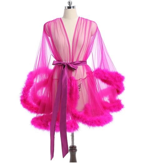 2020 short feather robe dressing gown bridal boudoir sheer robe tulle illusion birthday feather
