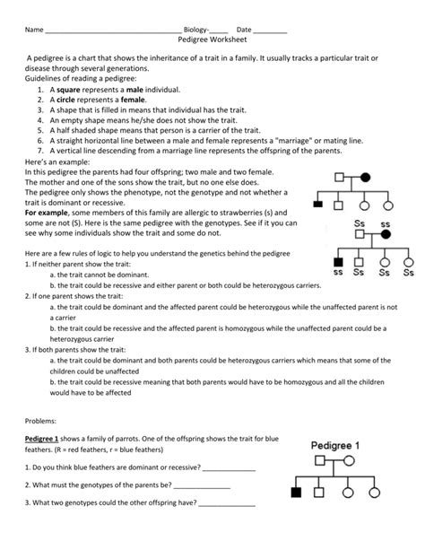 Pedigree worksheet interpreting a human pedigree the best worksheets. Pedigree Worksheet