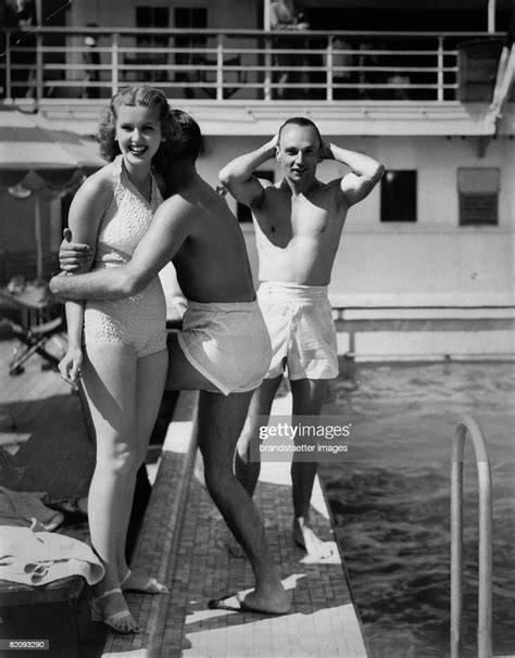 actress jane hamilton is about to go for a dip plunge her colleague news photo getty images
