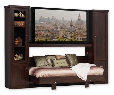 Space Saving Wall Bed And Entertainment Center In Solid Hardwood Ohio