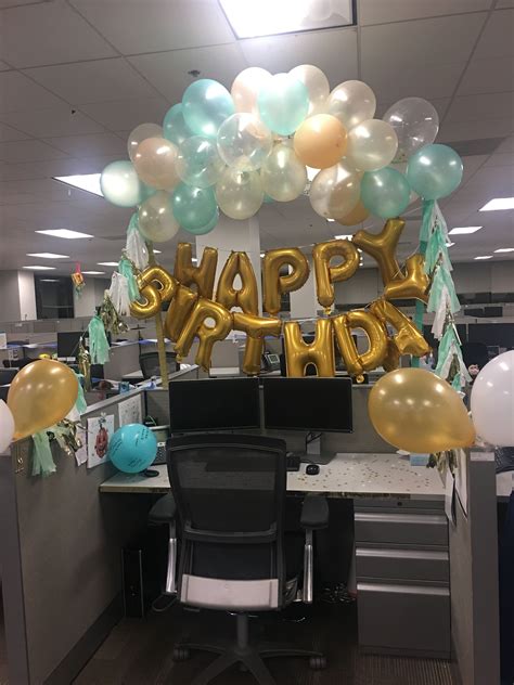 Mint Green And Gold Desk Birthday Decorations Coworkers Birthday Boss Birthday Birthday