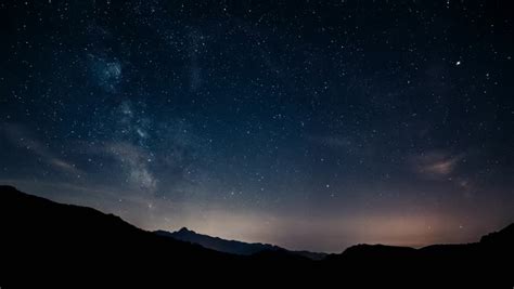 Timelapse Night Sky Stars Milky Way On Mountains