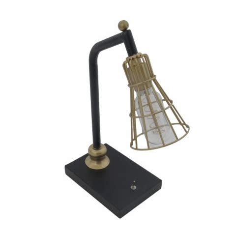 Industrial Metal Table Led Lamp Black W Gold 1 Kroger