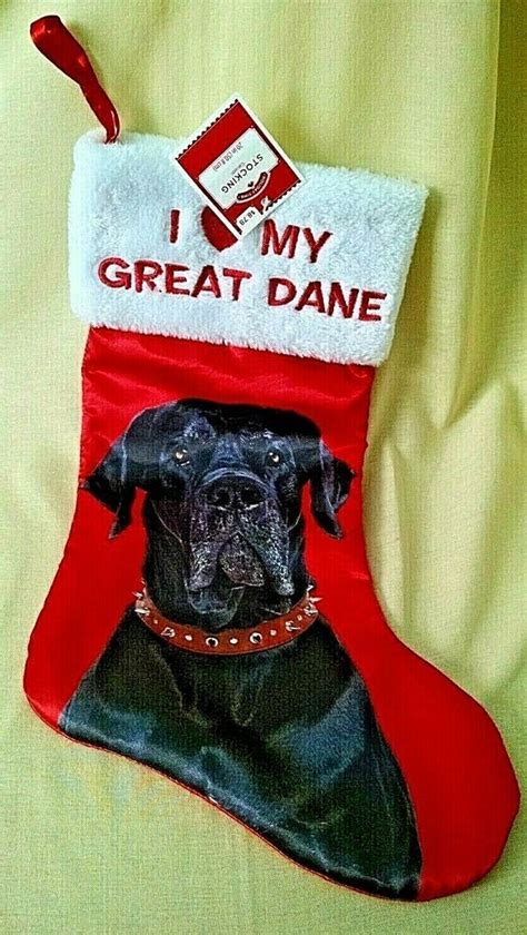 Great Dane Stocking Christmas New I Love Heart My Dog Red