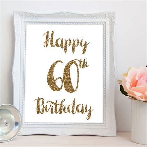 Printable 60th Birthday Sign 60th Birthday Decor Happy 60th Etsy