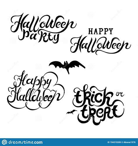 Hand Drawn Lettering Happy Halloween Trick Or Treat Stock Vector