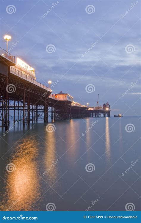 Brighton England Pier With Beautiful Sunset Stock Image Image Of