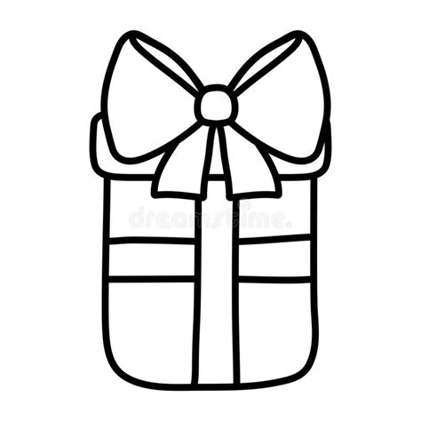 Line Present T Box With Ribbon Bow Stock Vector Illustration Of