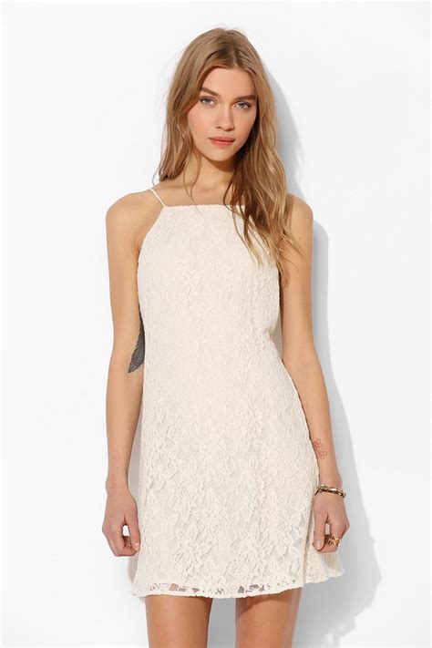 Lyst Pins And Needles Lace Sidecutout Slip Dress In Natural