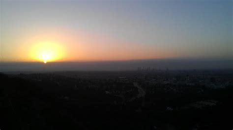 Sunrise Over Los Angeles Ca From The Hollywood Sign Hollywood Sign