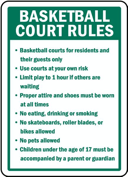 Basketball Court Rules Sign Claim Your 10 Discount