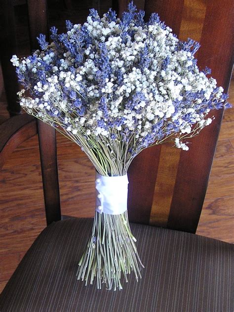 Babys Breath And Lavender Wedding Bouquet Dried Flower Etsy