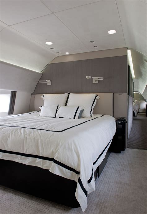 Nice Private Jet Interior Photos With Modern Master Bed With White