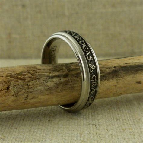 Gaelic Love Loyalty Friendship Wedding Ring In Titanium — Unique