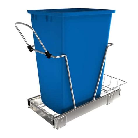 Rev A Shelf Blue Single 35 Qt Sliding Pull Out Waste Bin Container Rv