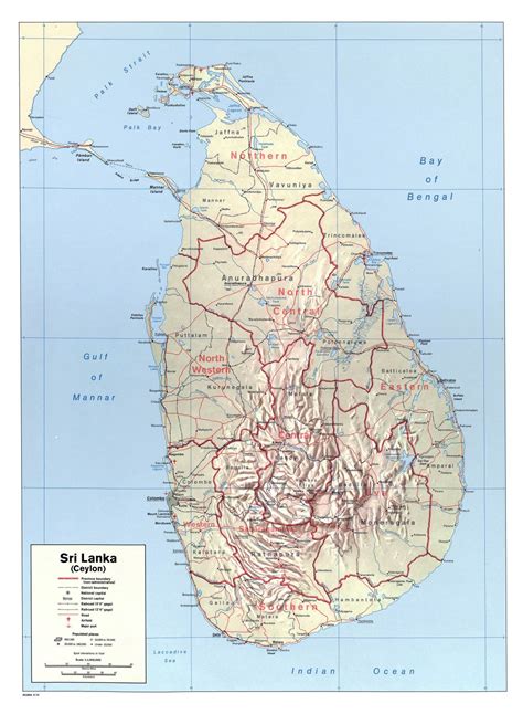 Large Detailed Political And Administrative Map Of Sri Lanka With Roads
