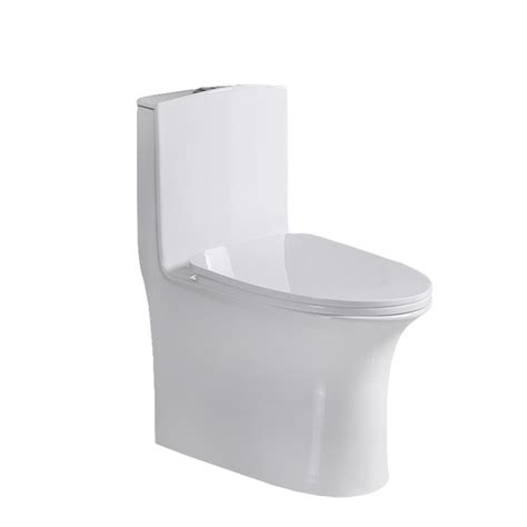Modern Dual Flush Elongated One Piece Toilet Soft Closing Seat White