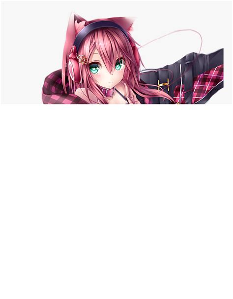 Headphone Transparent Cat Anime Girl With Pink Hair And Cat Ears Hd