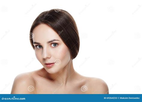 Beauty Portrait Of Pretty Girl With Natural Makeup Beautiful Sp Stock Image Image Of Care
