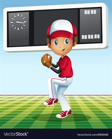 Boy Playing Baseball In The Field Royalty Free Vector Image