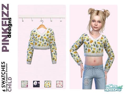 Spring Cropped Sweater By Pinkfizzzzz At Tsr Sims 4 Updates