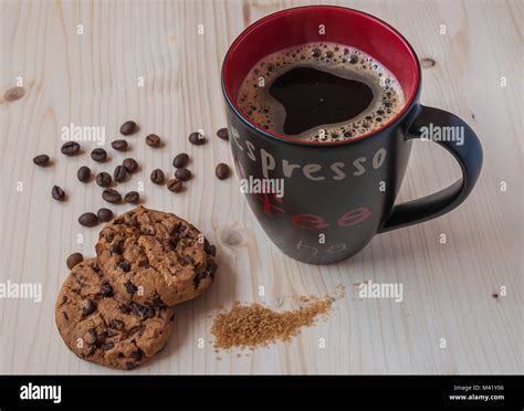 Morning Coffee With Sweet Chocolate Biscuits Stock Photo Alamy