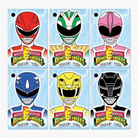 All invitations are edited by myself. Power Rangers Birthday Party Thank You Favor Tags - Red Green Pink Blue Yellow Black Range ...