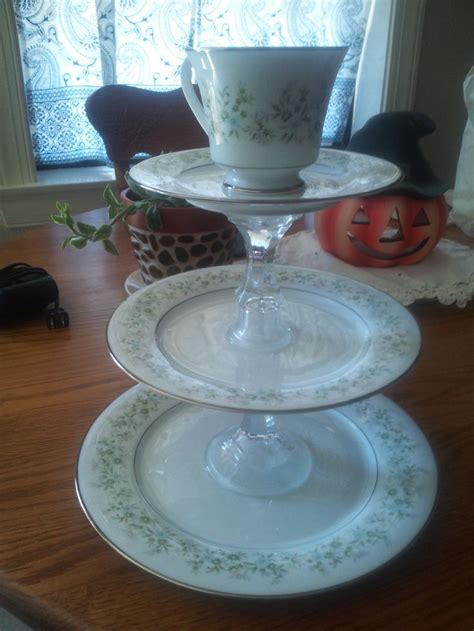 Another 3 Tier Assembly With China And Candlesticks Tiered Cake Stand