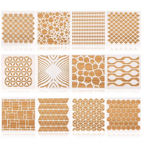 Buy 12 Pieces Geometric Stencils Painting DIY Templates Drawing