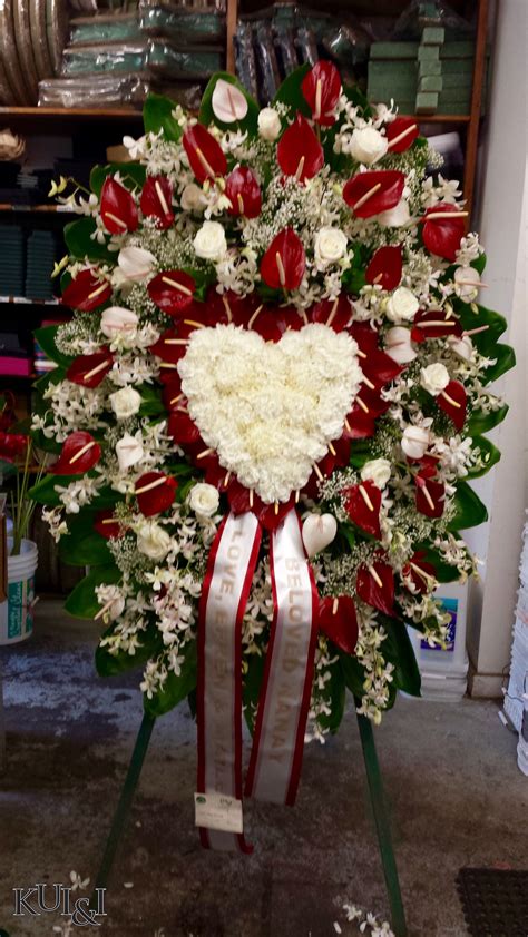 Heart Standing Spray Funeral Flower Arrangements