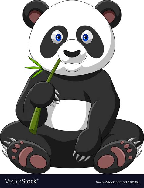Cartoon Panda Eating Bamboo Royalty Free Vector Image