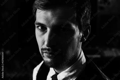 Black And White Dramatic Portrait Of A Handsome Confident Man 30 35