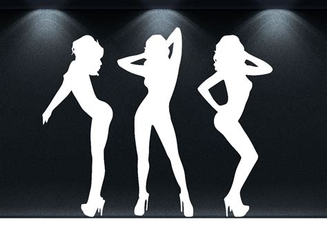 Sexy Female Dancing Strippers Naked Shadow Silhouette Wall Mural Decal