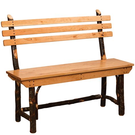 Allegheny Amish Bench With Back Rustic Amish Furniture Cabinfield