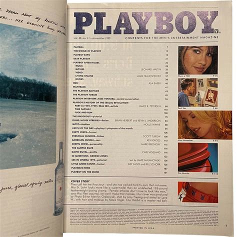 Playboy Magazine November 1999 George Jones Mia St John Jesse Ventura