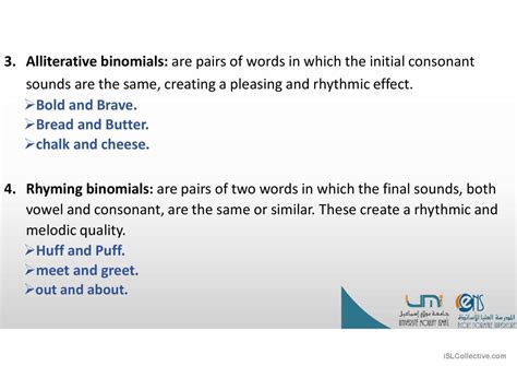 Binomials Or Binomial Pairs In Spoke English Esl Powerpoints