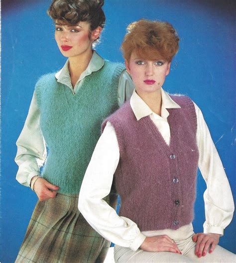 Instant Pdf Digital Download Ladies Slipover And Waistcoat Knitting Pattern 32 40 Inch 1212 By